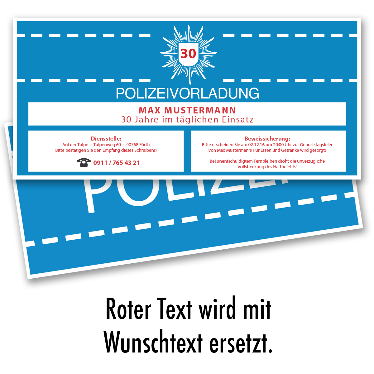 Einladungskarten zum Geburtstag als Polizeivorladung Polizei Einladung
