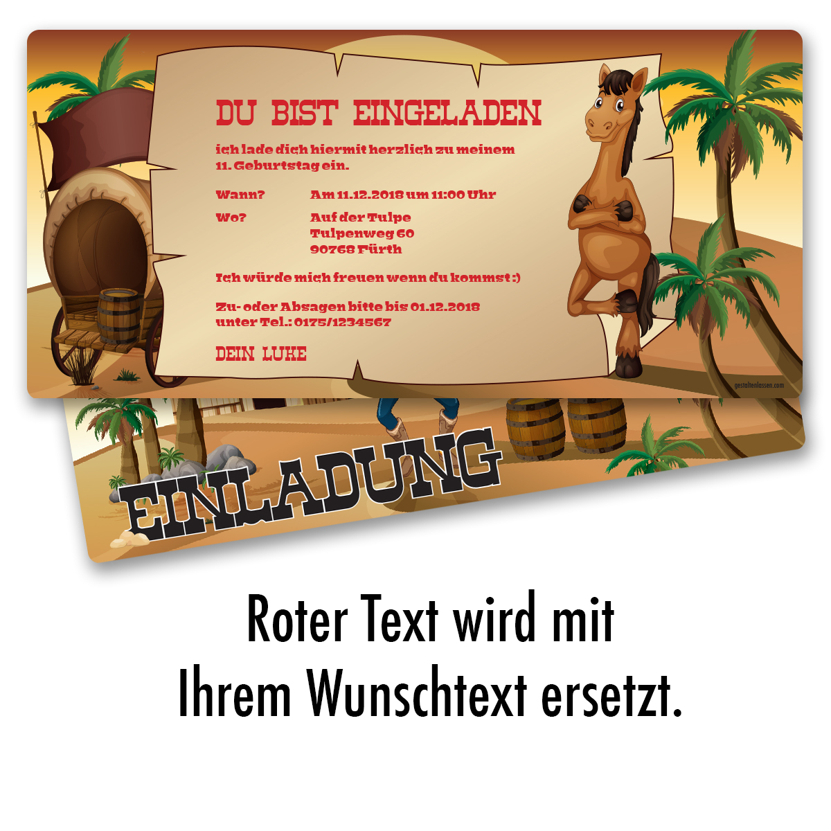 Einladung zum Geburtstag Cowboy Western Einladungskarten