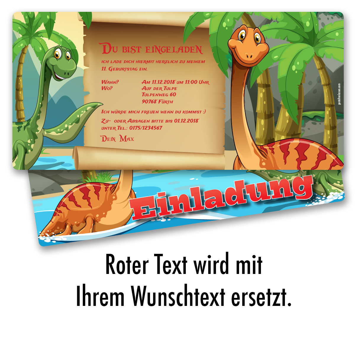 Einladung zum Geburtstag Dinosaurier Karte Einladungskarten