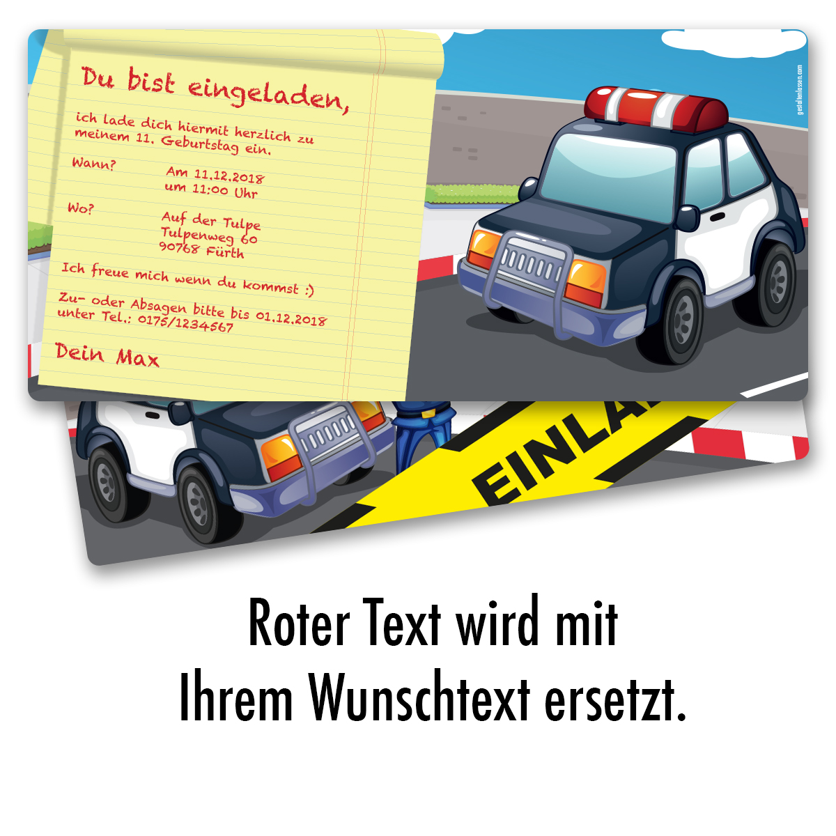 Einladung zum Geburtstag Polizei Karte Einladungskarten