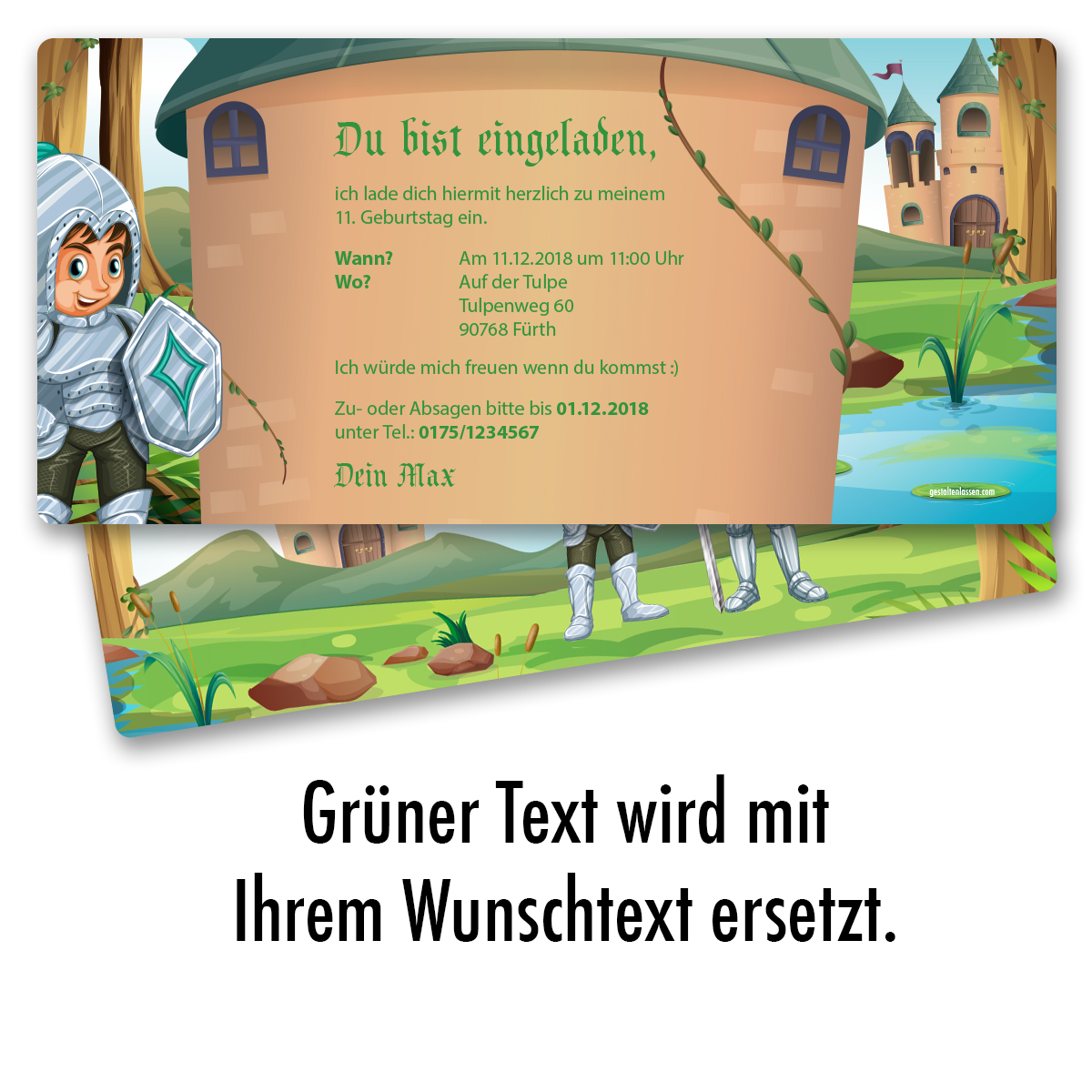 Einladung zum Geburtstag Ritter Mittelalter Einladungskarten